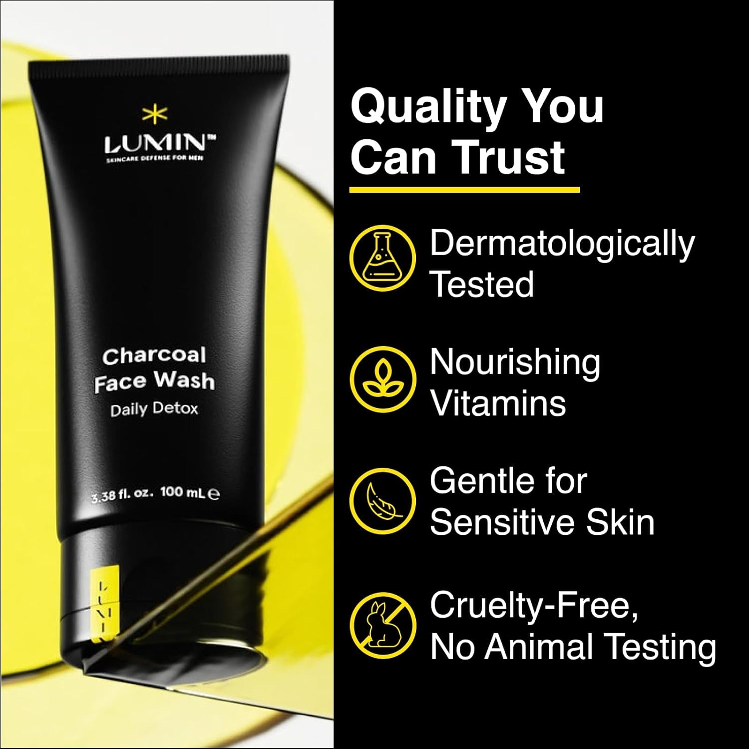 Charcoal Face Wash for Men Skincare - Daily Detox, Hydrating Face Cleanser, Removes Impurities, Exfoliates, Unclogs Pores, Controls Oil, Soothes Irritation, All Skin Types, 1 Pack